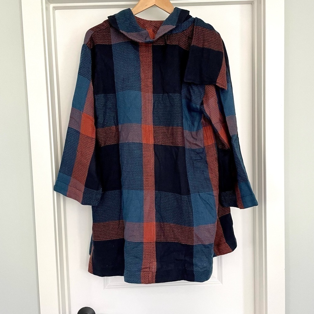 Soft Surroundings Plaid Open Front Cardigan w/Built in Scarf M - Picture 5 of 7